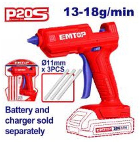 ELGG2002, Cordless glue gun - 20V Professional Cordless Power Tool with Battery Charger Kit